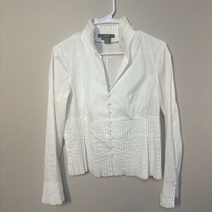 Per Se White Pleated Women's Blouse